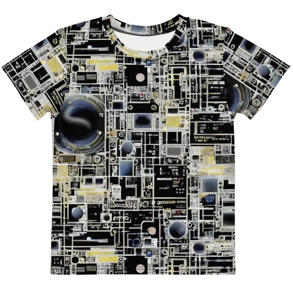 Midnight Control Grid on Kids Crew Neck T-Shirt — Front