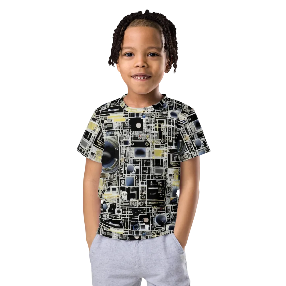 Midnight Control Grid on Kids Crew Neck T-Shirt — Front