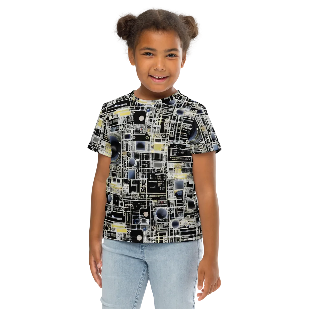 Midnight Control Grid on Kids Crew Neck T-Shirt — Front