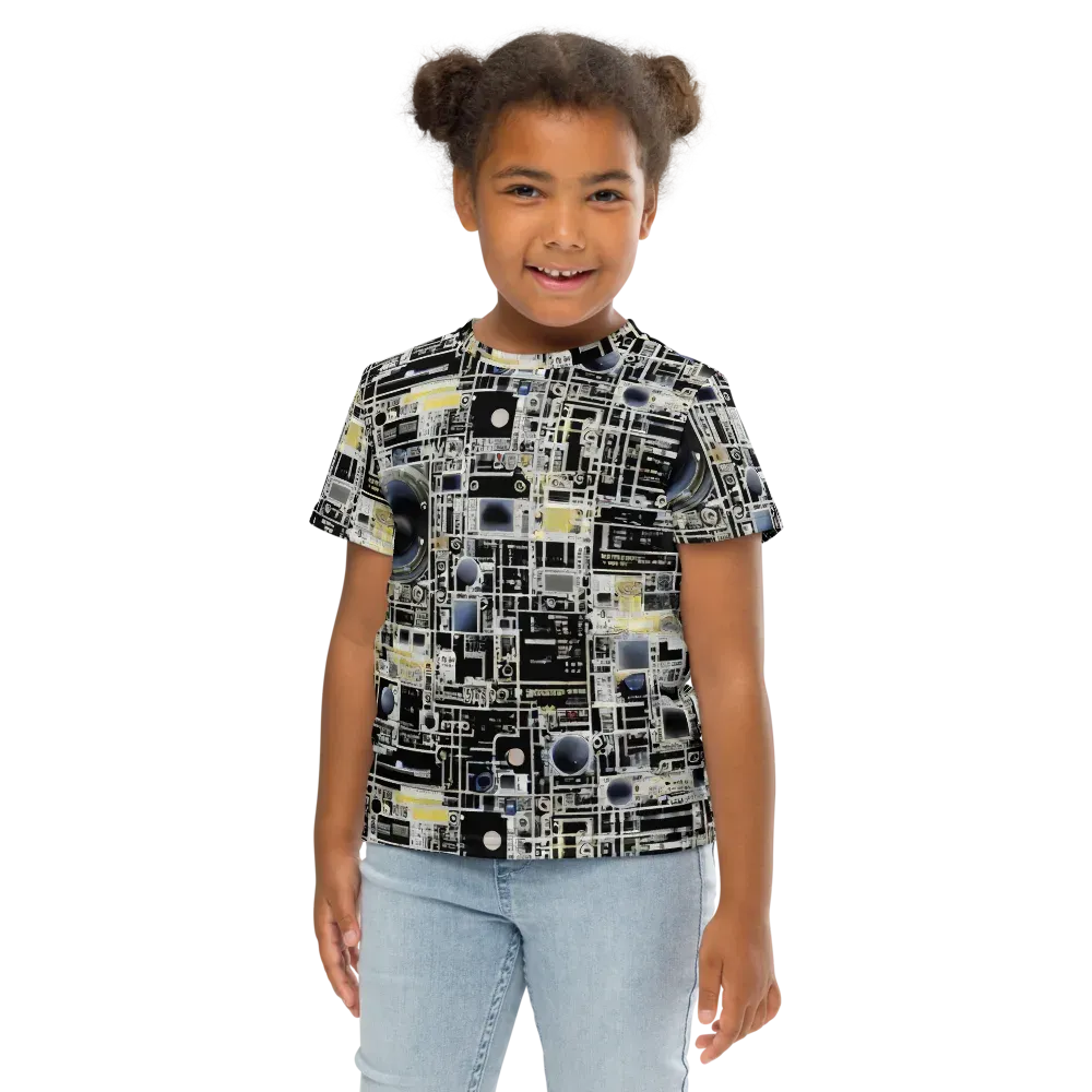 Midnight Control Grid on Kids Crew Neck T-Shirt — Front