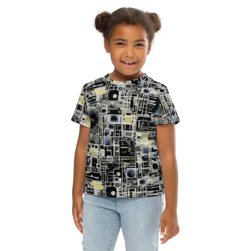 Midnight Control Grid on a Kids Crew Neck T-Shirt