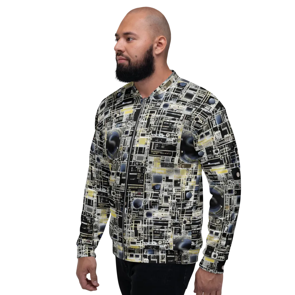 Midnight Control Grid on Bomber Jacket — Left