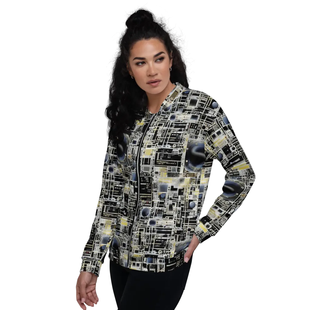 Midnight Control Grid on Bomber Jacket — Left