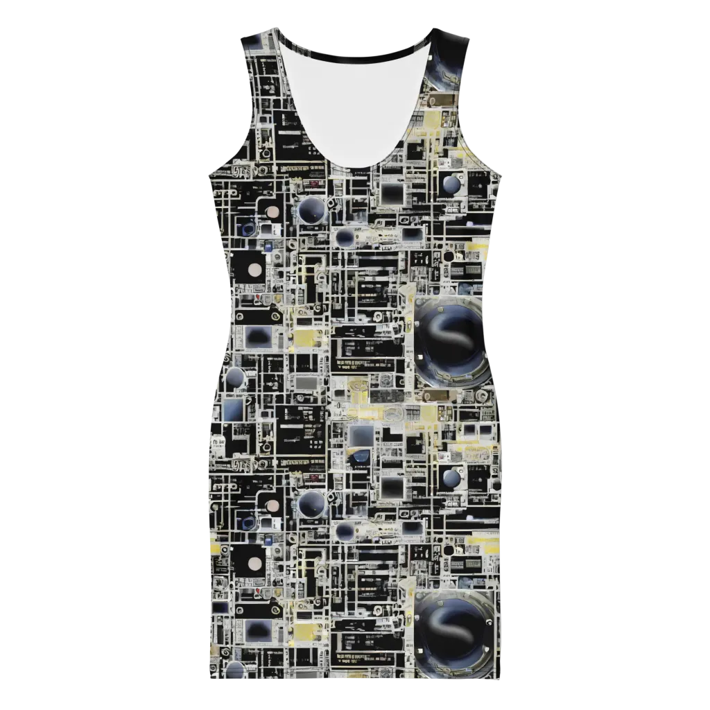 Midnight Control Grid on Bodycon Dress — Front