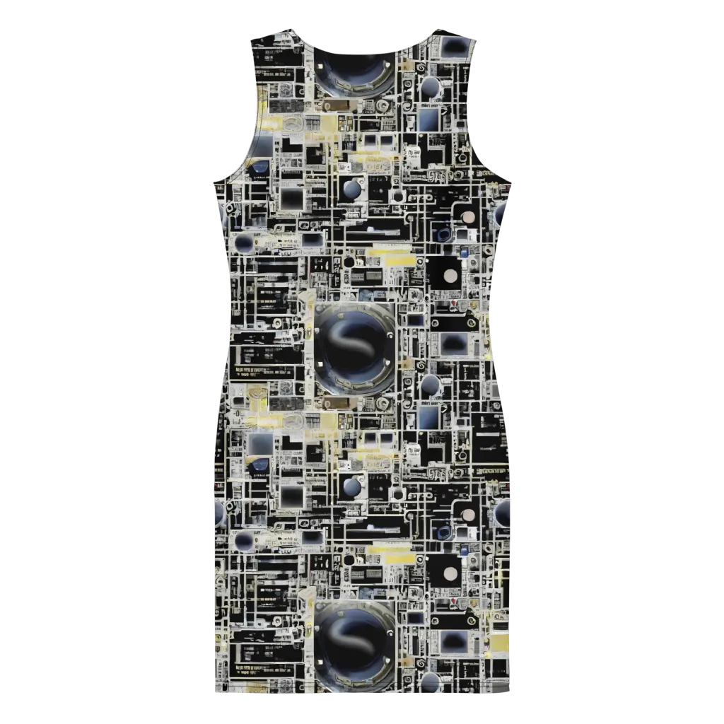 Midnight Control Grid on Bodycon Dress — Back