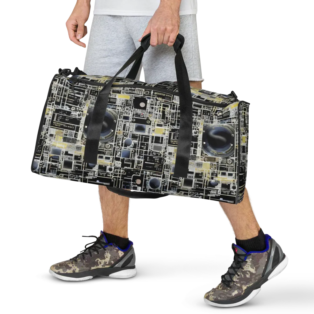 Midnight Control Grid on Duffle Bag — Front