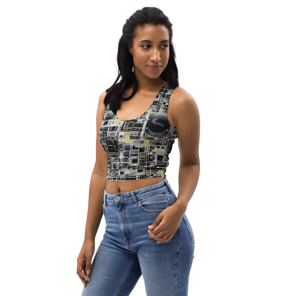 Midnight Control Grid on Crop Top — Left Front