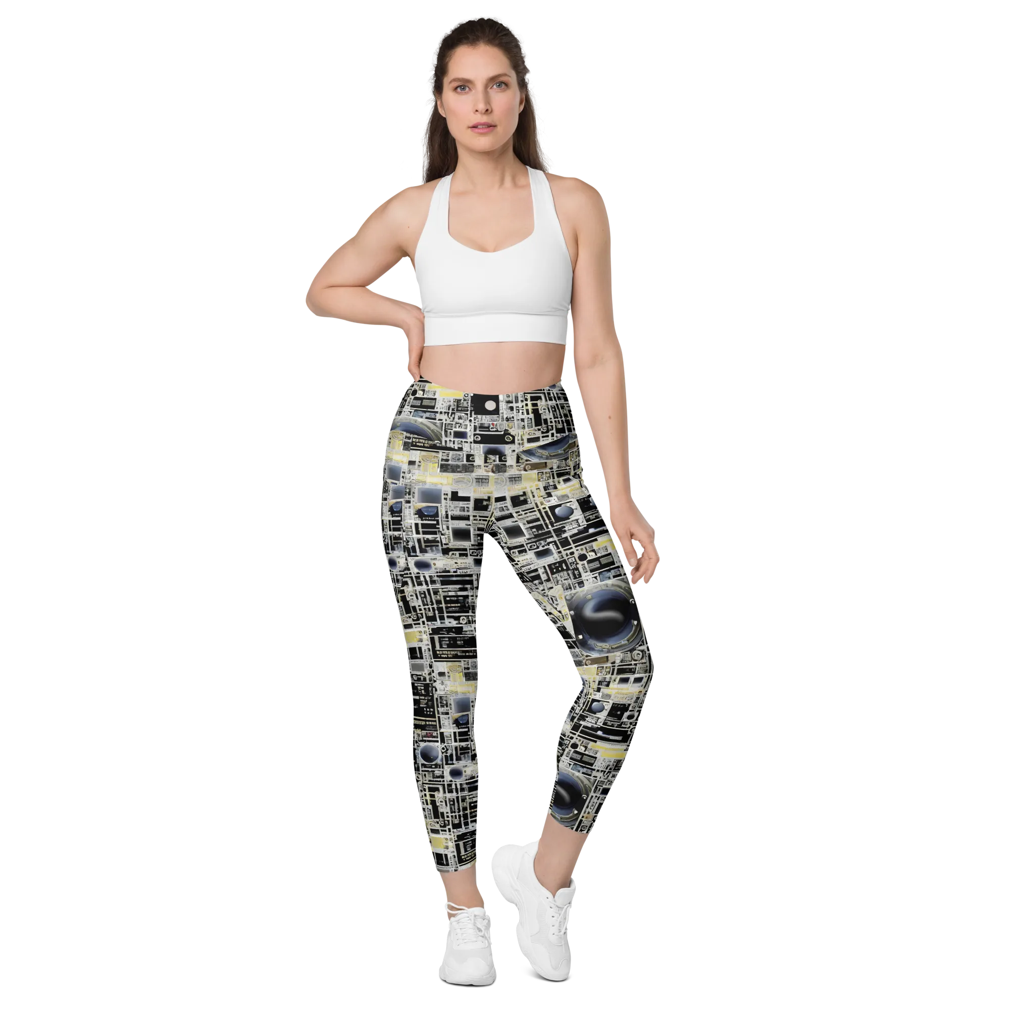 Midnight Control Grid on Leggings with Pockets — Front