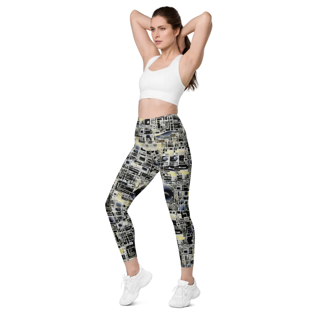 Midnight Control Grid on Leggings with Pockets — Left Front