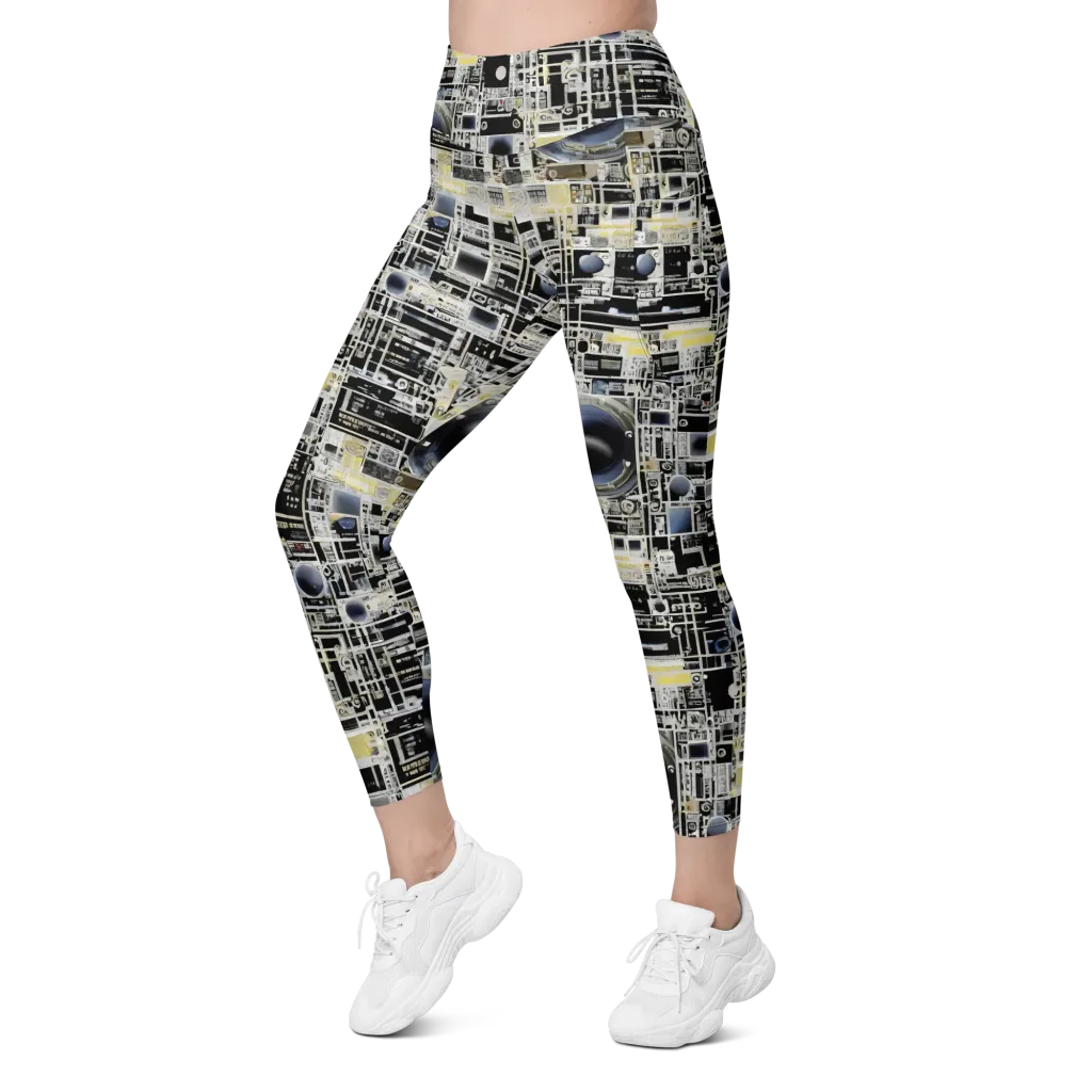 Midnight Control Grid on Leggings with Pockets — Left Front