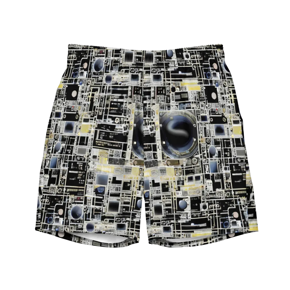 Midnight Control Grid on Swim Trunks — Front