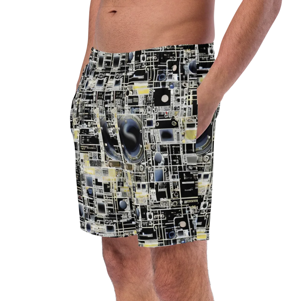 Midnight Control Grid on Swim Trunks — Left Front