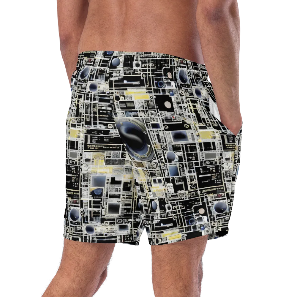 Midnight Control Grid on Swim Trunks — Right Back