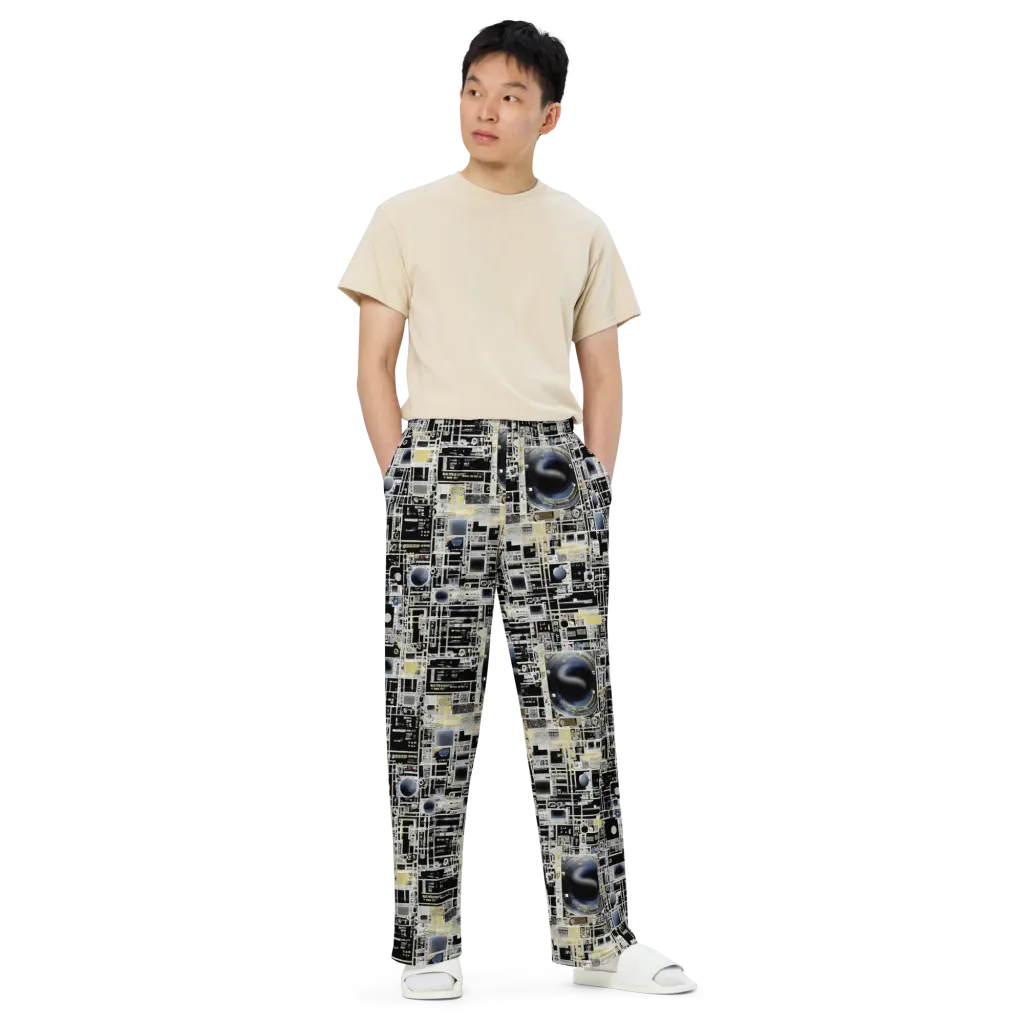 Midnight Control Grid on Wide-Leg Pants — Front