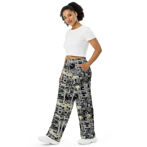 Midnight Control Grid on a Wide-Leg Pants