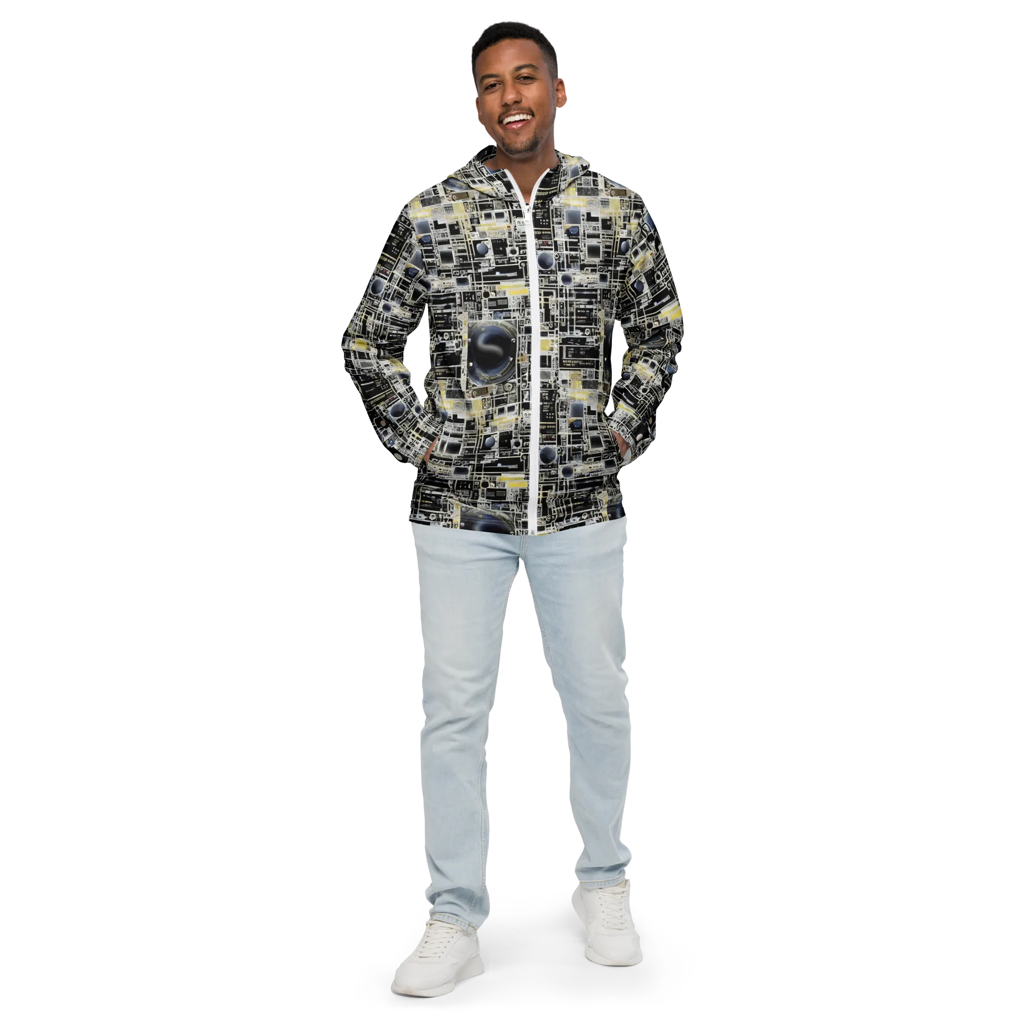 Midnight Control Grid on Men's Windbreaker — Front