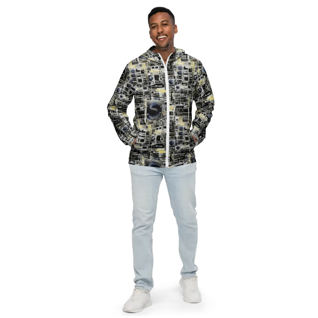 Midnight Control Grid on Men's Windbreaker — Front