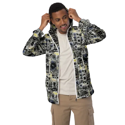 Midnight Control Grid on a Men's Windbreaker