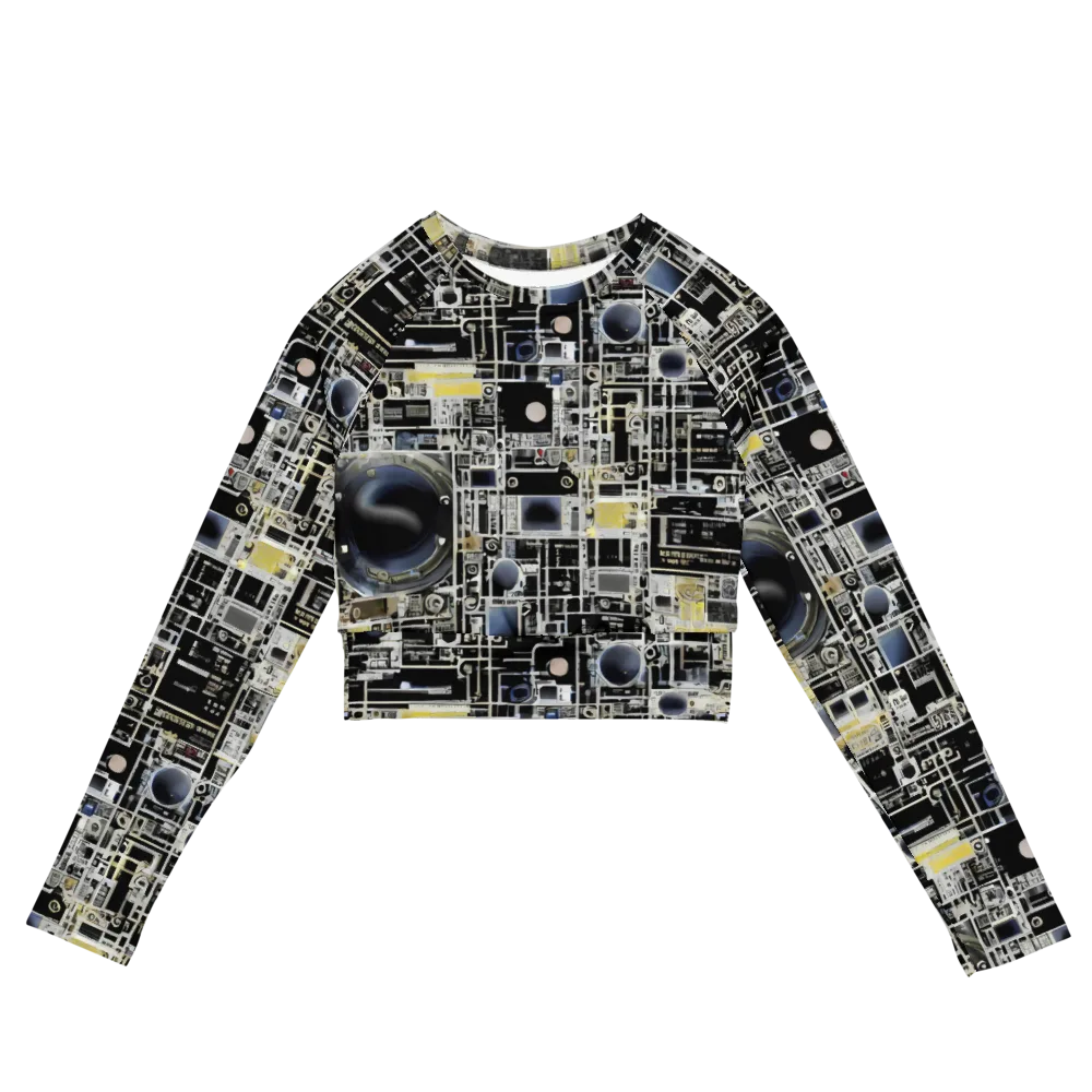 Midnight Control Grid on Long Sleeve Crop Top — Front
