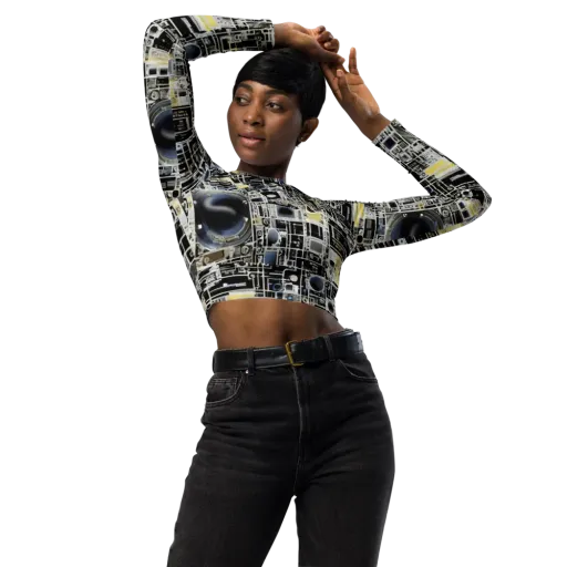 Midnight Control Grid on a Long Sleeve Crop Top