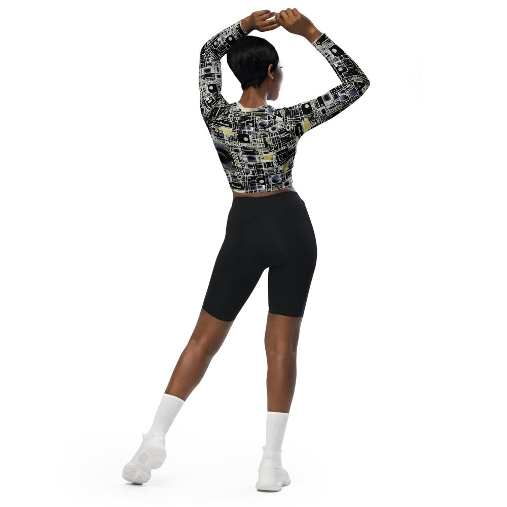Midnight Control Grid on Long Sleeve Crop Top — Back