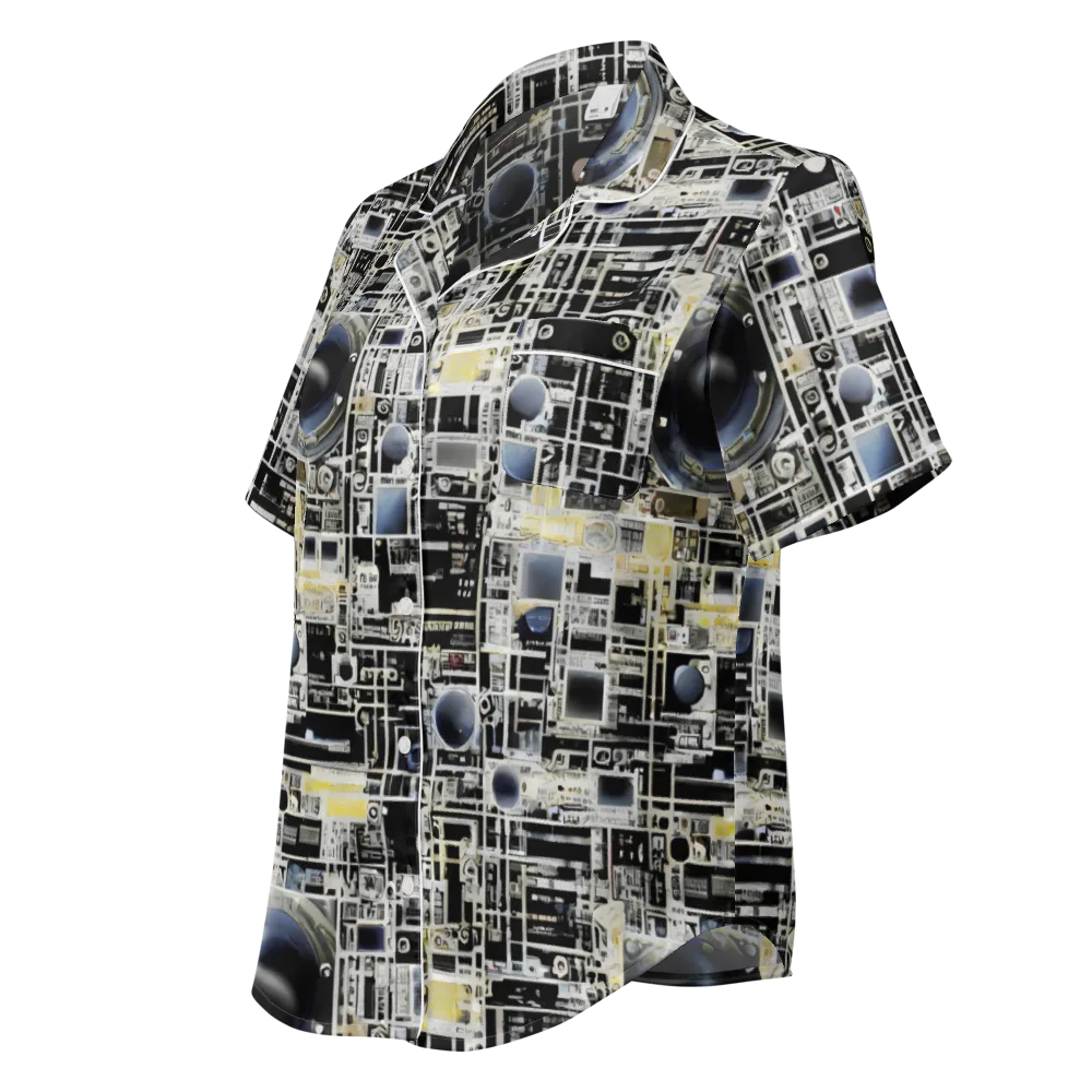 Midnight Control Grid on Women's Short Sleeve Pajama Top — Left Front