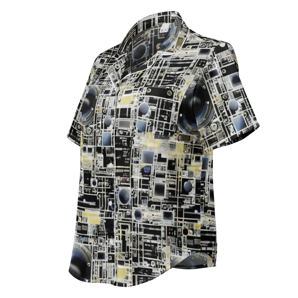 Midnight Control Grid on Women's Short Sleeve Pajama Top — Left Front