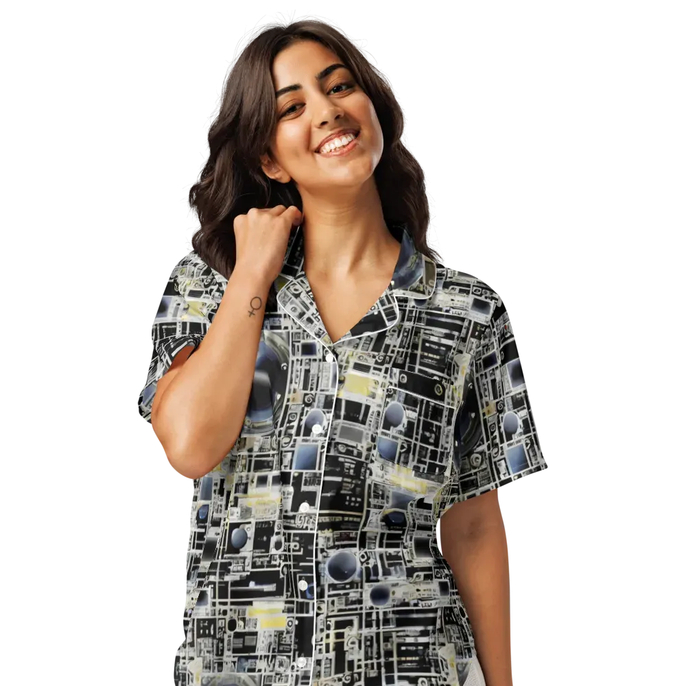 Midnight Control Grid on Women's Short Sleeve Pajama Top — Front
