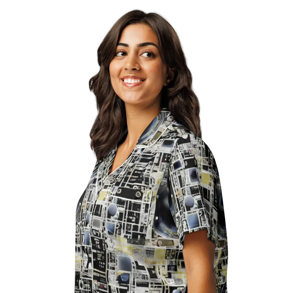Midnight Control Grid on Women's Short Sleeve Pajama Top — Left Front