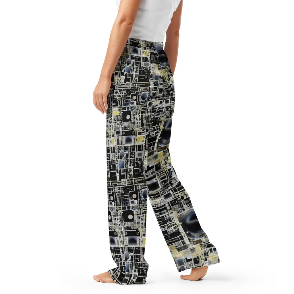 Midnight Control Grid on Women's Pajama Pants — Left