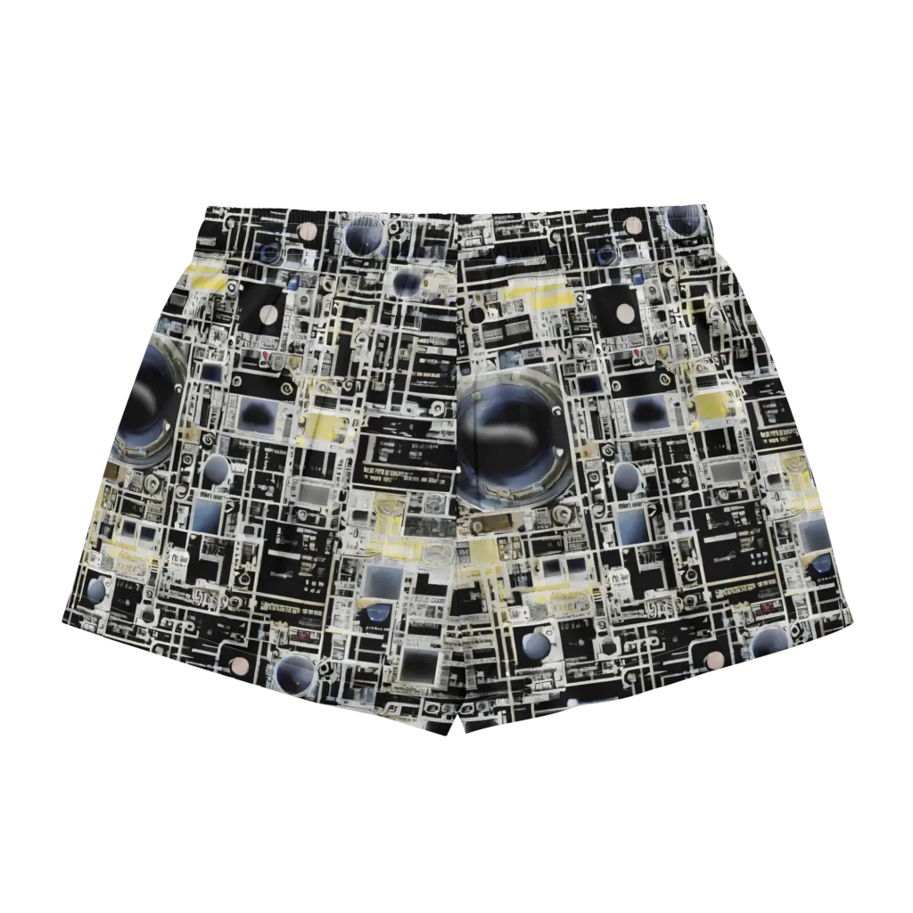 Midnight Control Grid on Women's Pajama Shorts — Back