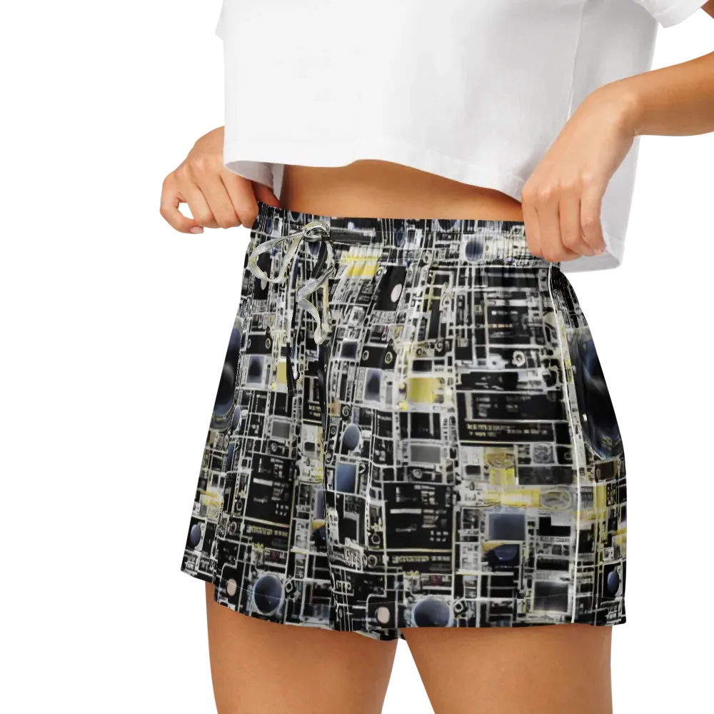 Midnight Control Grid on Women's Pajama Shorts — Left