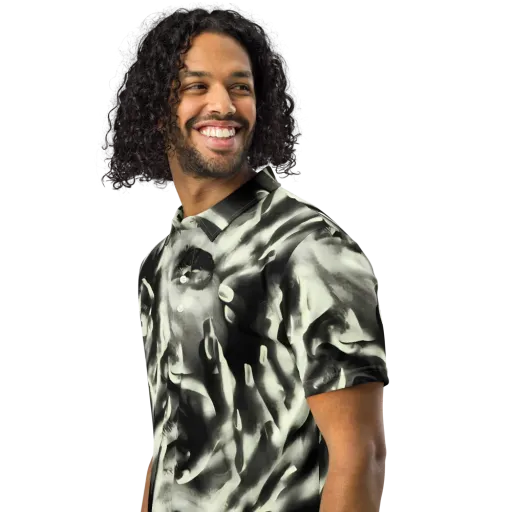 Shadowed Mystique on a Men's Slim Fit Polo Shirt