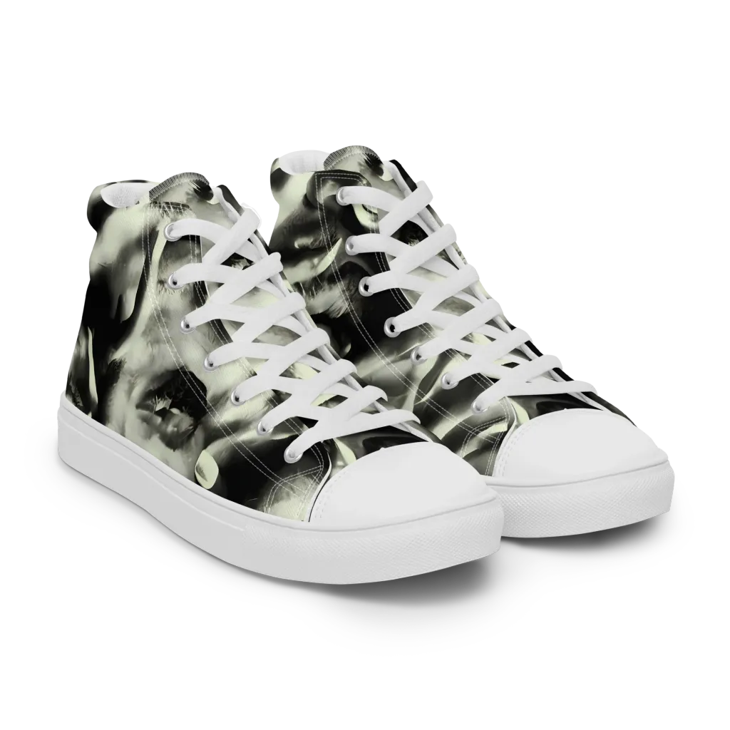Shadowed Mystique on Men's High Top Canvas Shoes — Right Front