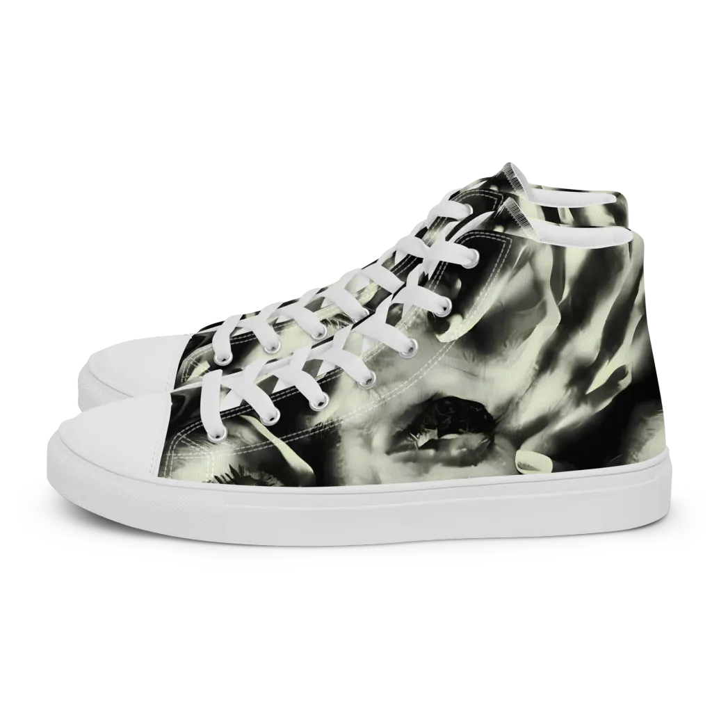 Shadowed Mystique on Men's High Top Canvas Shoes — Left