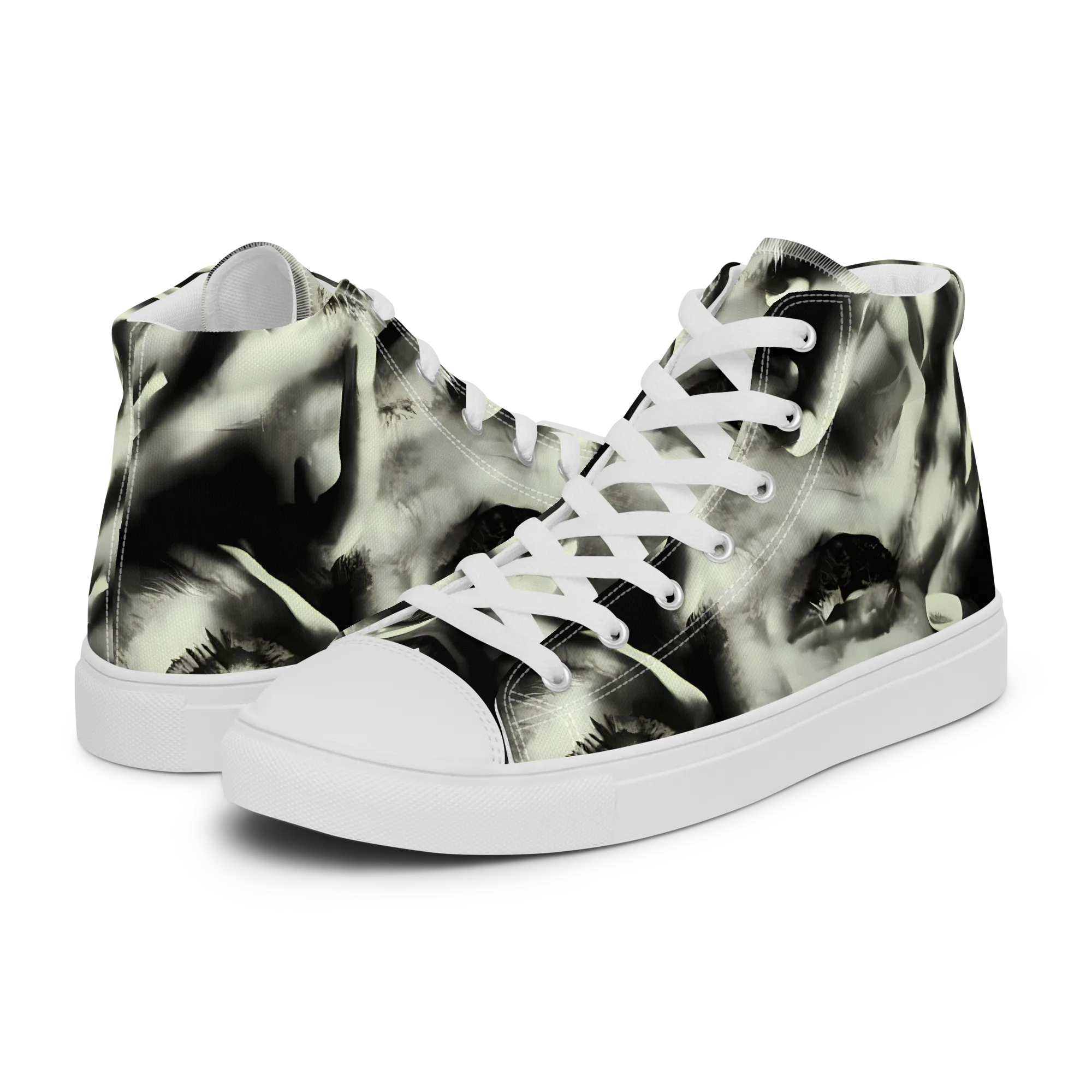 Shadowed Mystique on Men's High Top Canvas Shoes — Left
