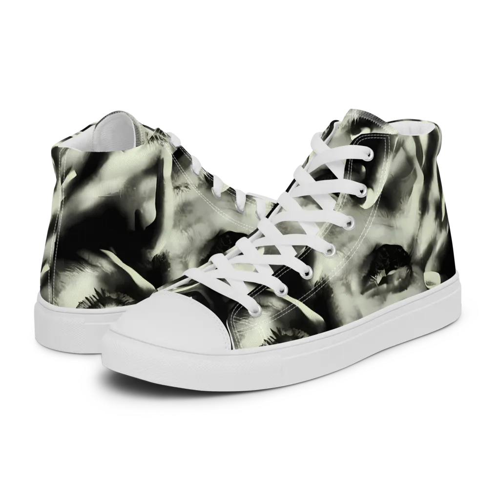 Shadowed Mystique on Men's High Top Canvas Shoes — Left