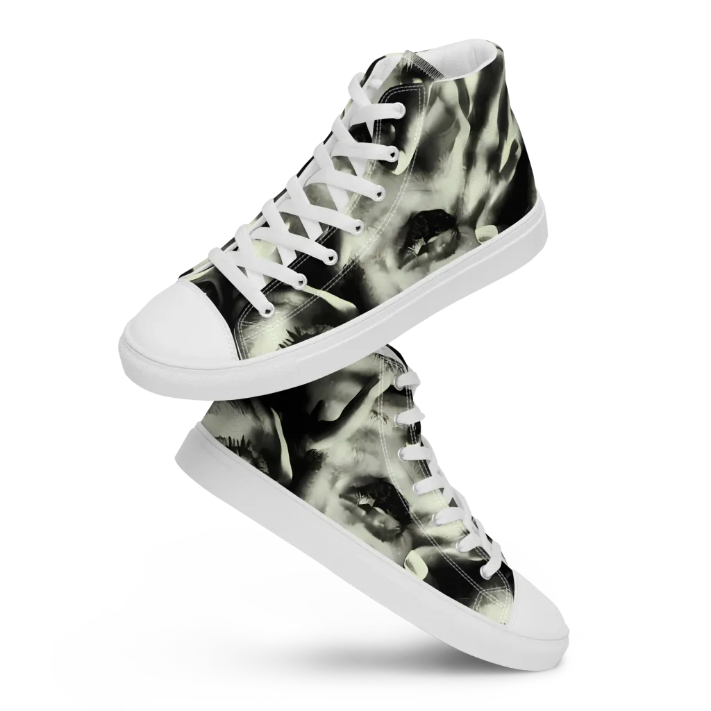 Shadowed Mystique on Men's High Top Canvas Shoes — Front