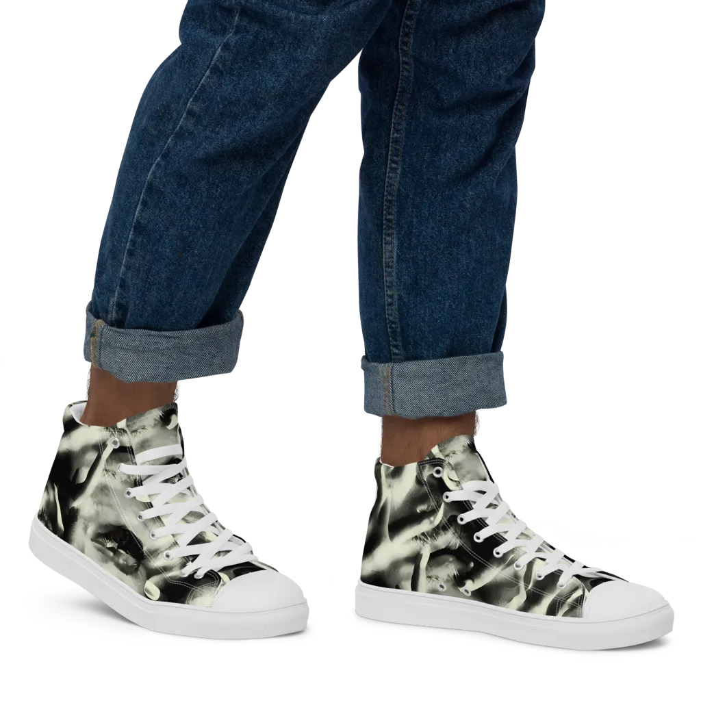Shadowed Mystique on Men's High Top Canvas Shoes — Right