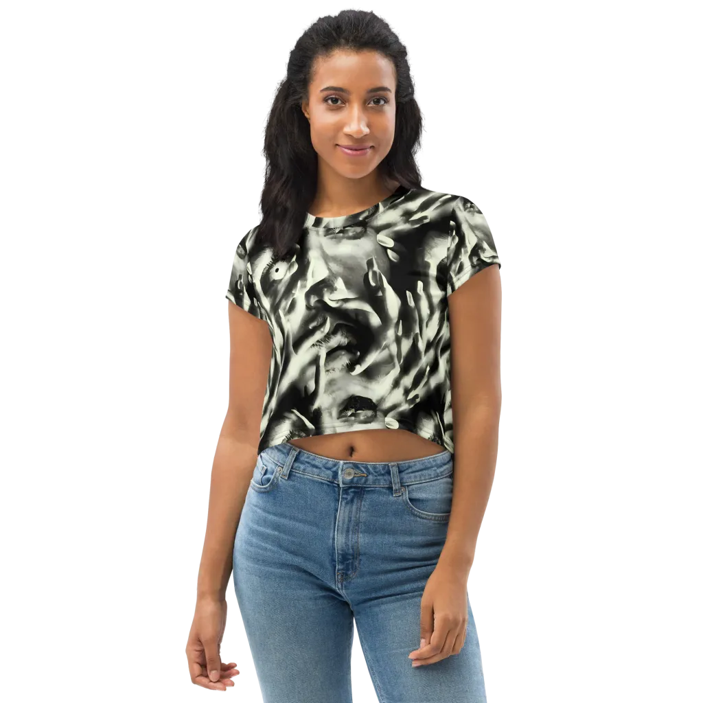 Shadowed Mystique on Crop Tee — Front