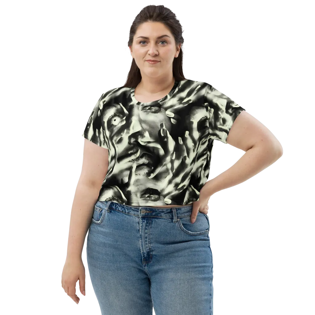 Shadowed Mystique on Crop Tee — Front