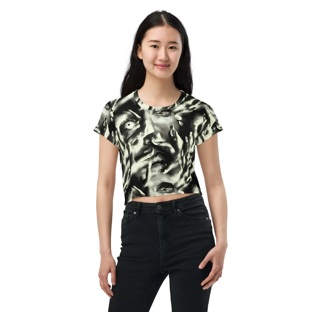 Shadowed Mystique on Crop Tee — Front