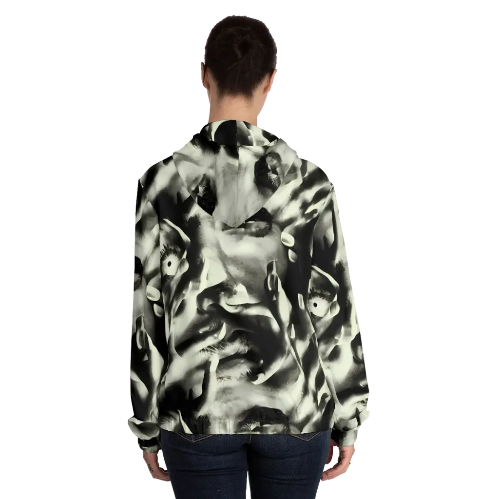 Shadowed Mystique on Women's Full-Zip Hoodie — Back On Person