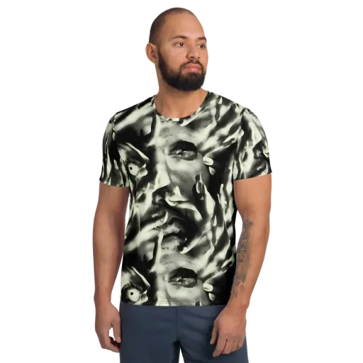 Shadowed Mystique on a Men's Athletic T-Shirt
