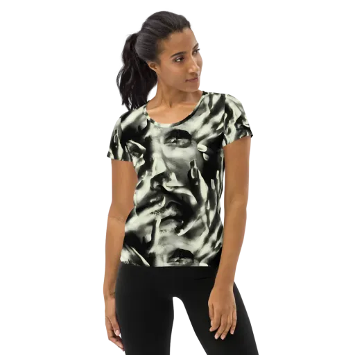 Shadowed Mystique on a Women's Athletic T-Shirt