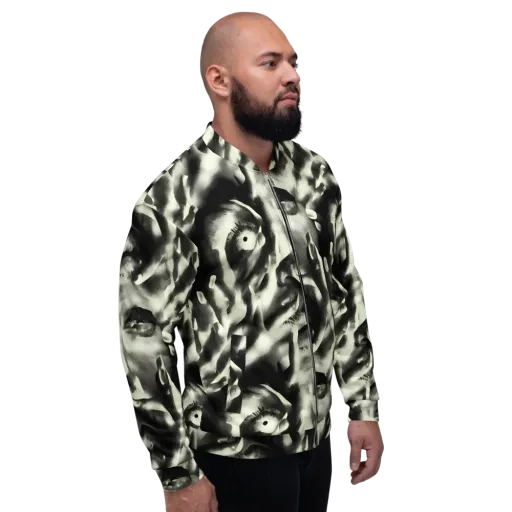 Shadowed Mystique on a Bomber Jacket