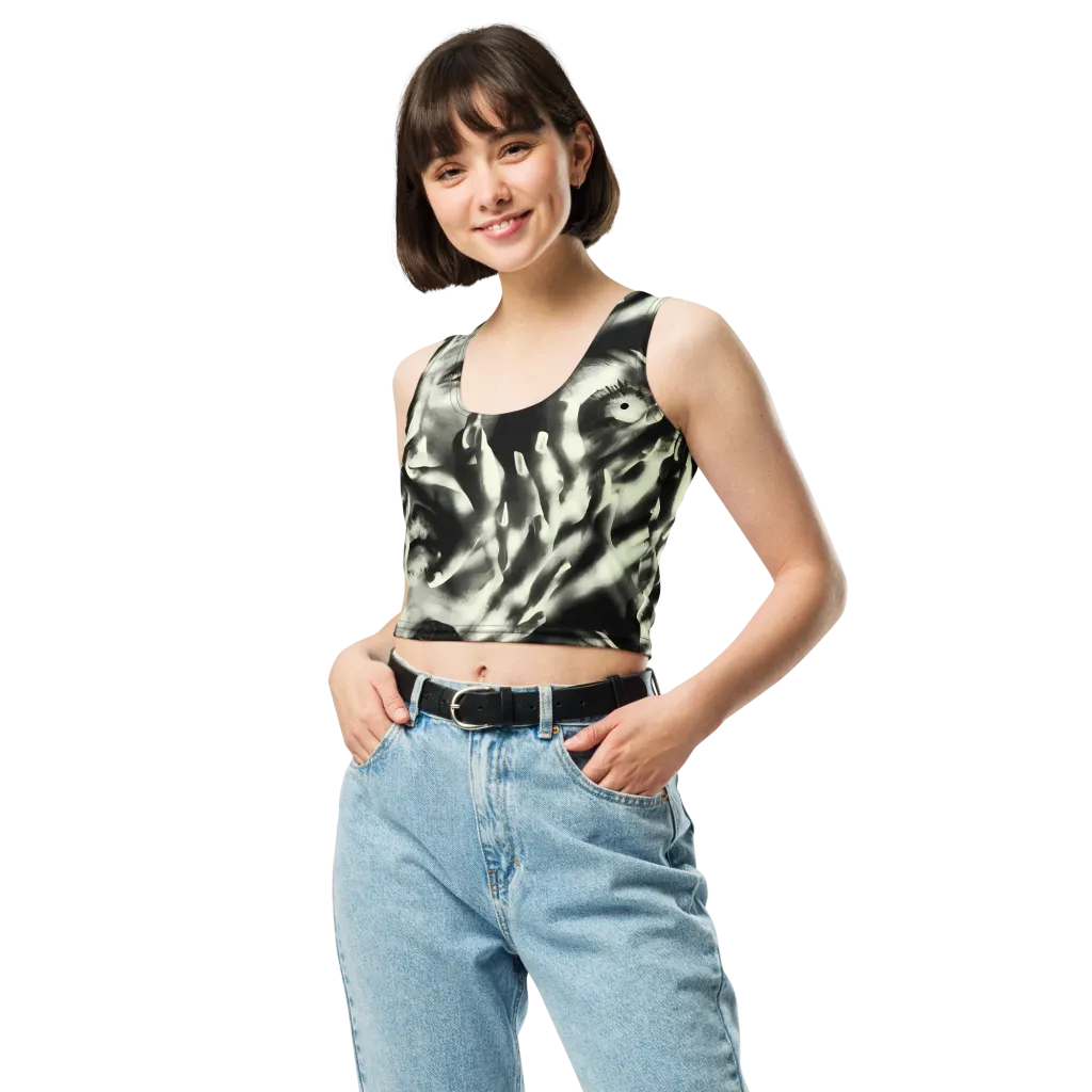 Shadowed Mystique on Crop Top — Front