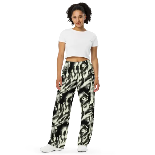Shadowed Mystique on a Wide-Leg Pants