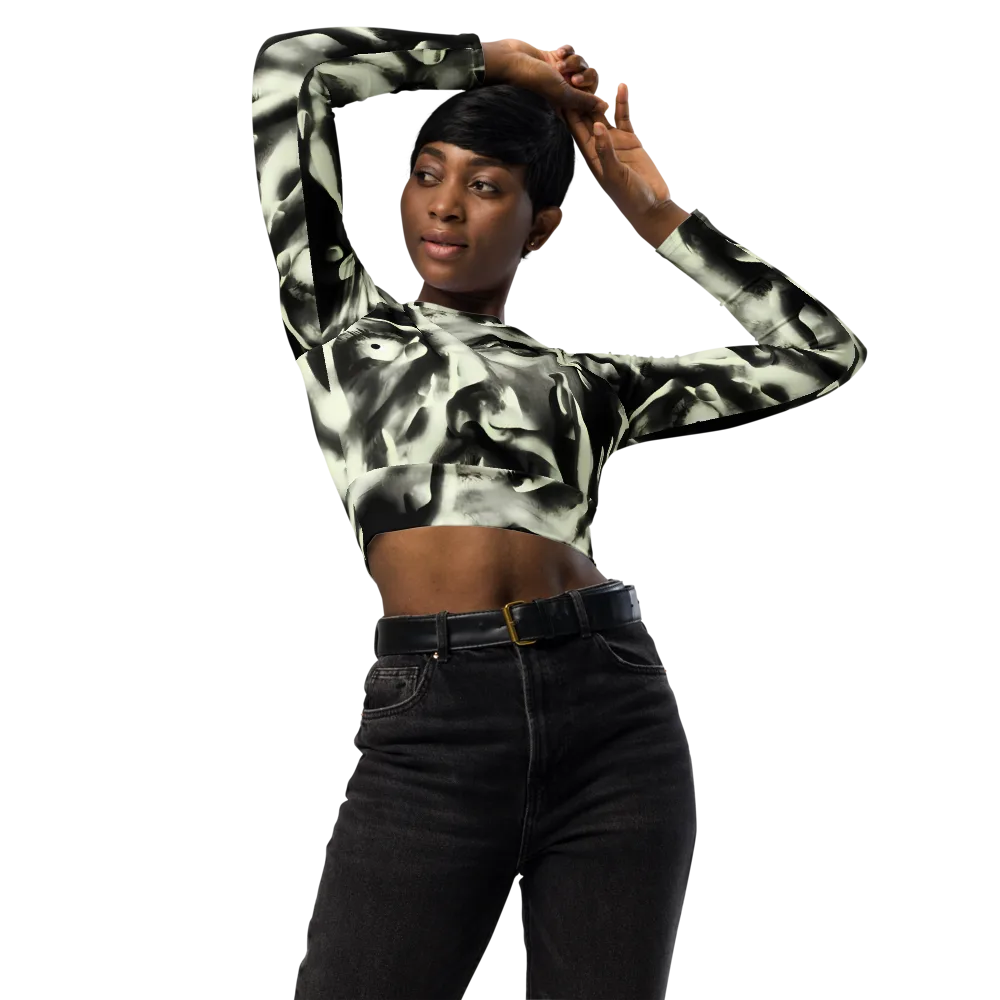 Shadowed Mystique on Long Sleeve Crop Top — Front