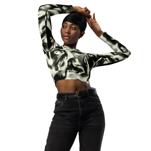 Shadowed Mystique on a Long Sleeve Crop Top